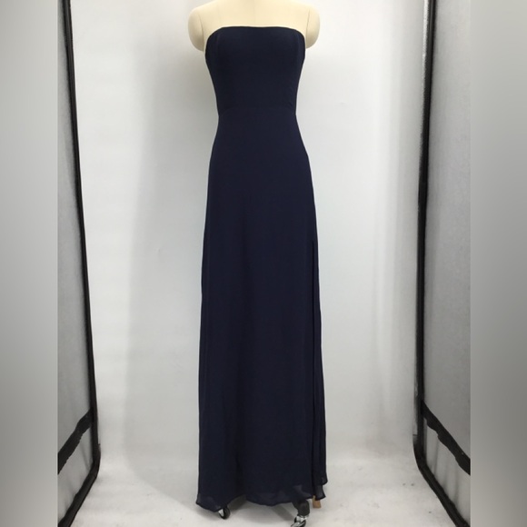 Reformation Navy Strapless Dress - Picture 2 of 5